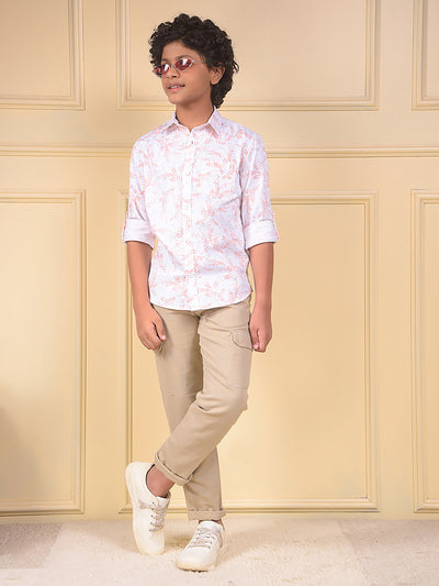 Beige 100% Cotton Cargo Trousers