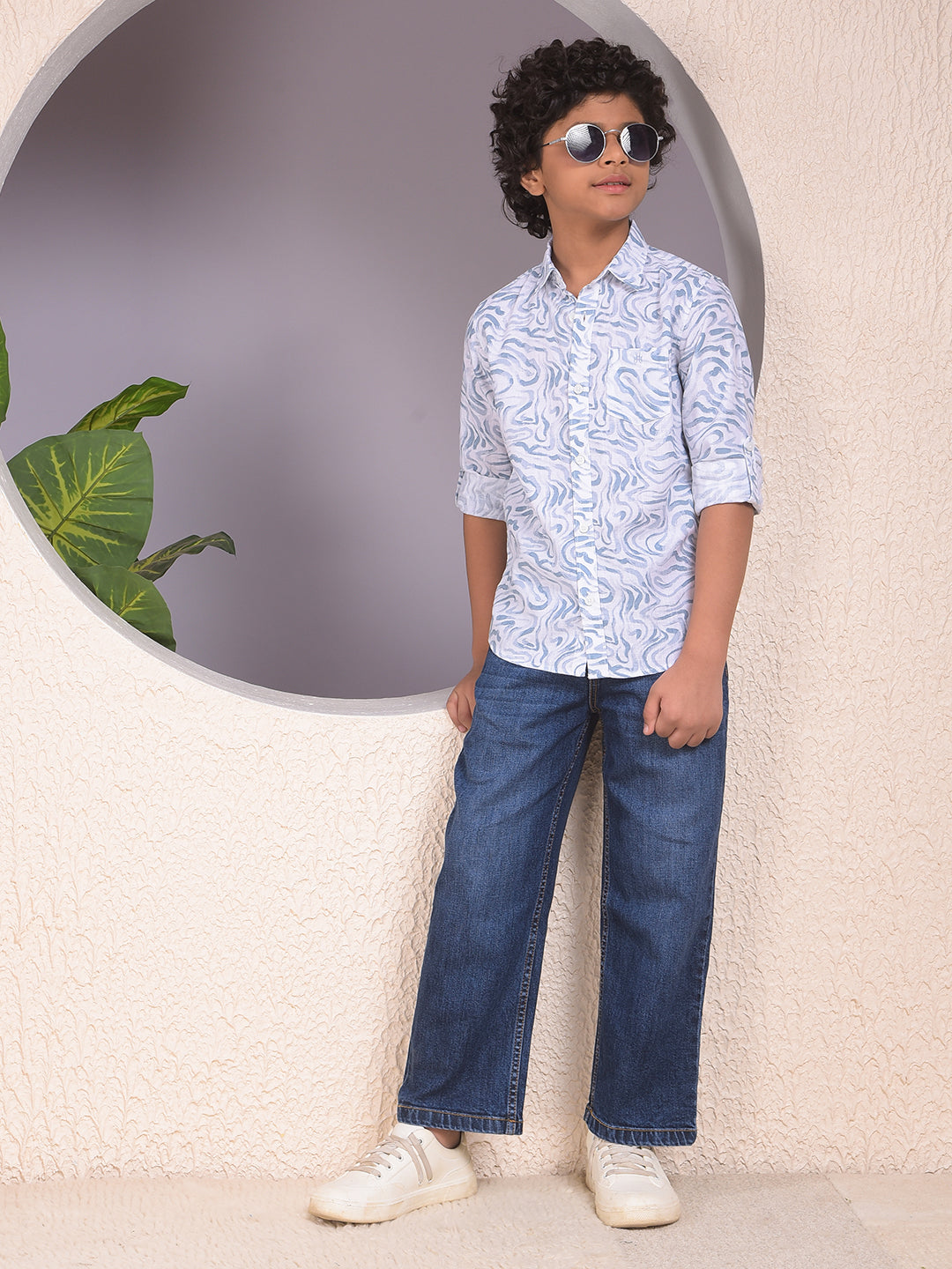 Sleek Blue Printed Shirt