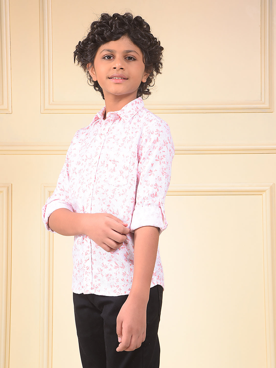 Peach Floral Print 100% Cotton Shirt