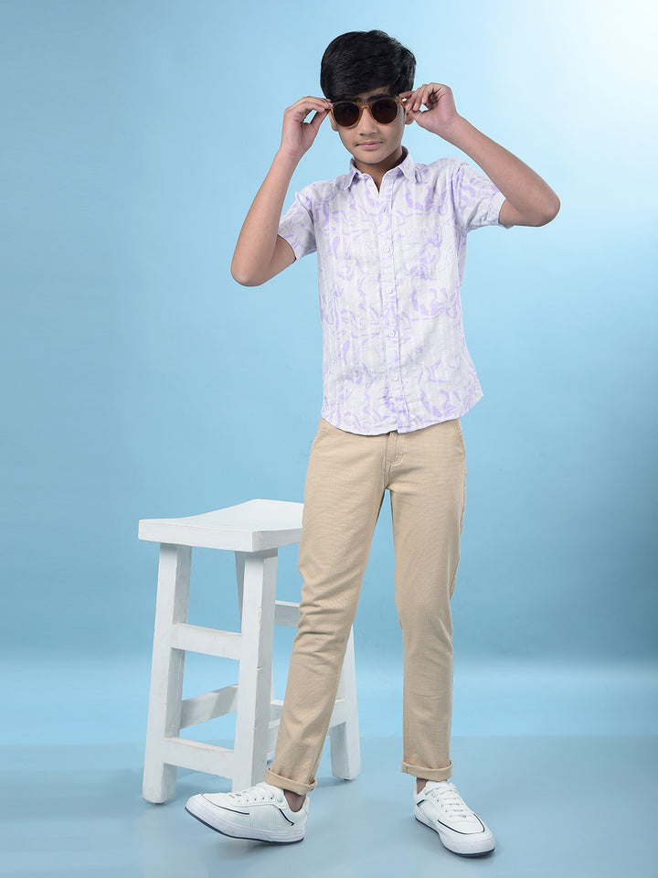 Beige Printed Trousers