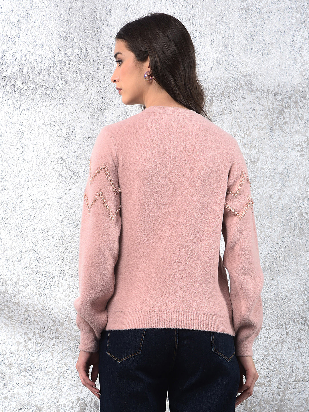 Pink Blush Zigzag Embellished Sweater