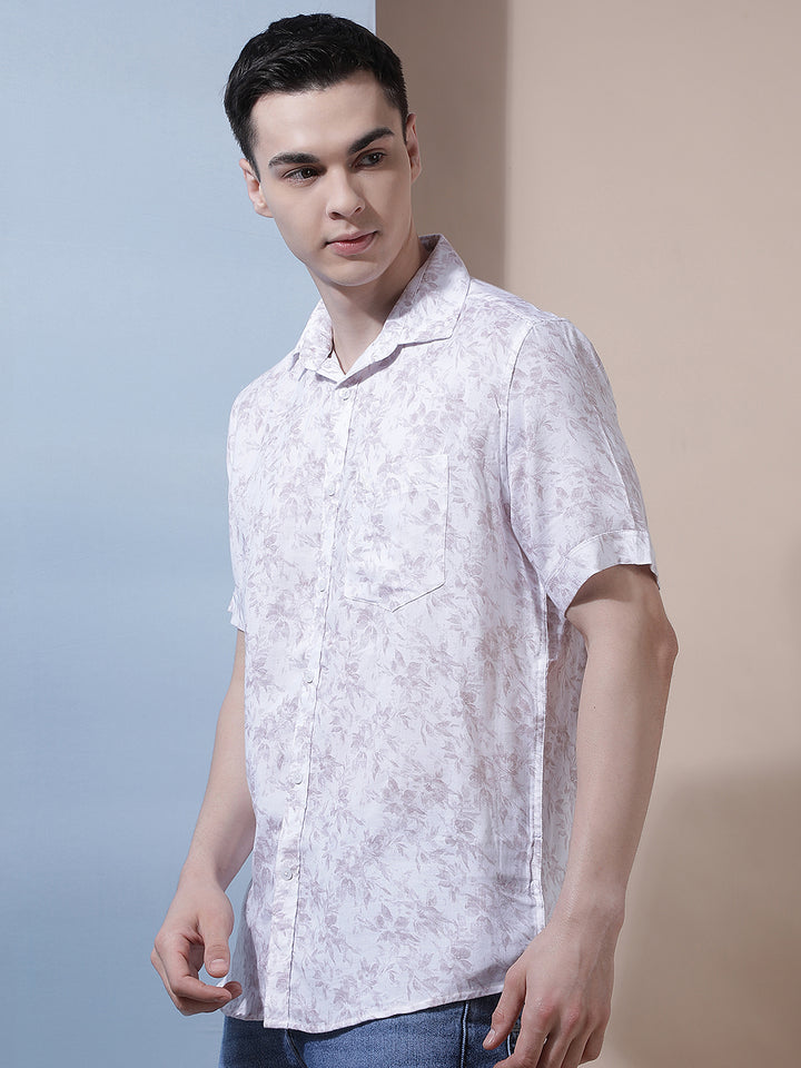 Purple Floral Print Shirt