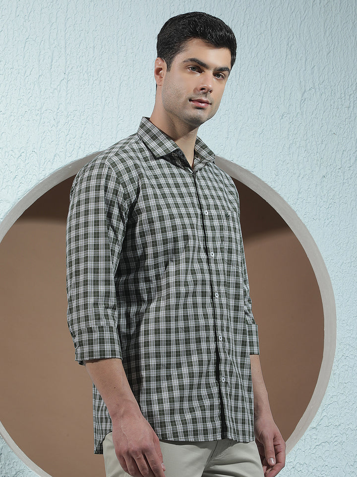 Green 100% Cotton Checked Shirt