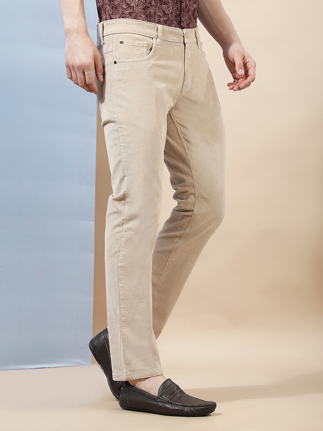 Refined Taupe Beige Corduroy Trousers