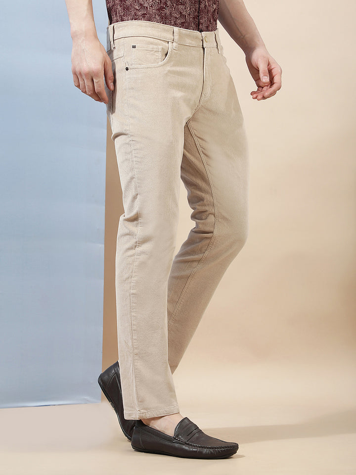 Refined Taupe Beige Corduroy Trousers