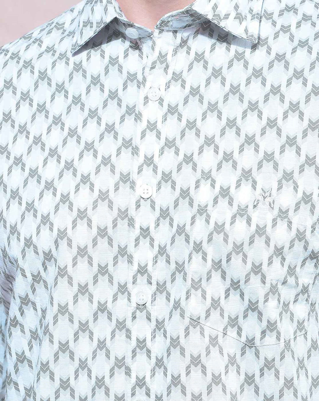 Elegant Green Printed Button Shirt