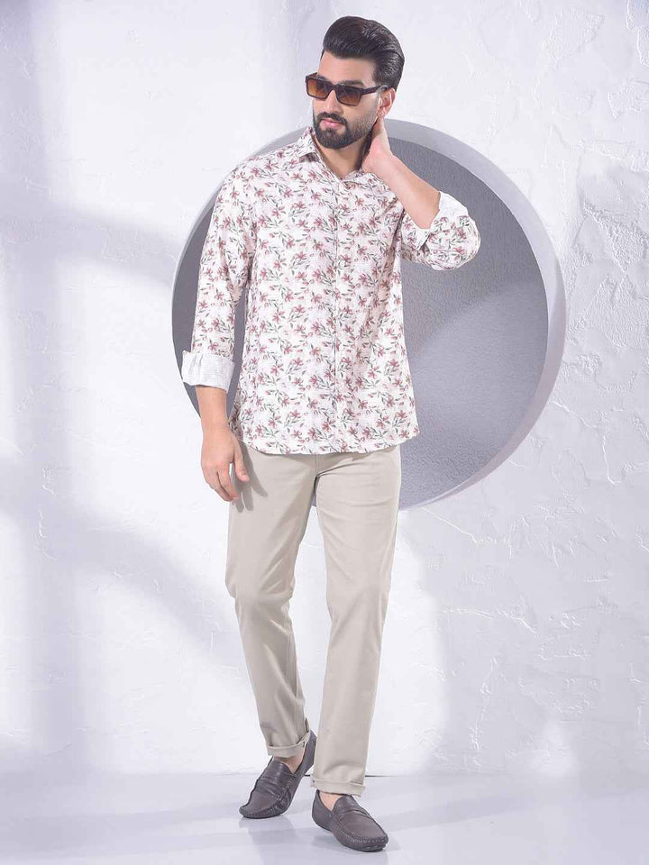 Maroon Floral Print Shirt