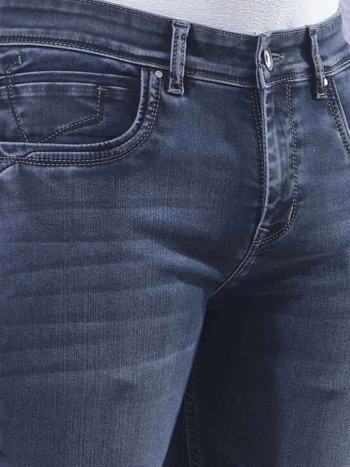Dark Blue Straight Stretch Jeans