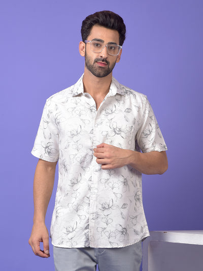 White Floral Print Shirt