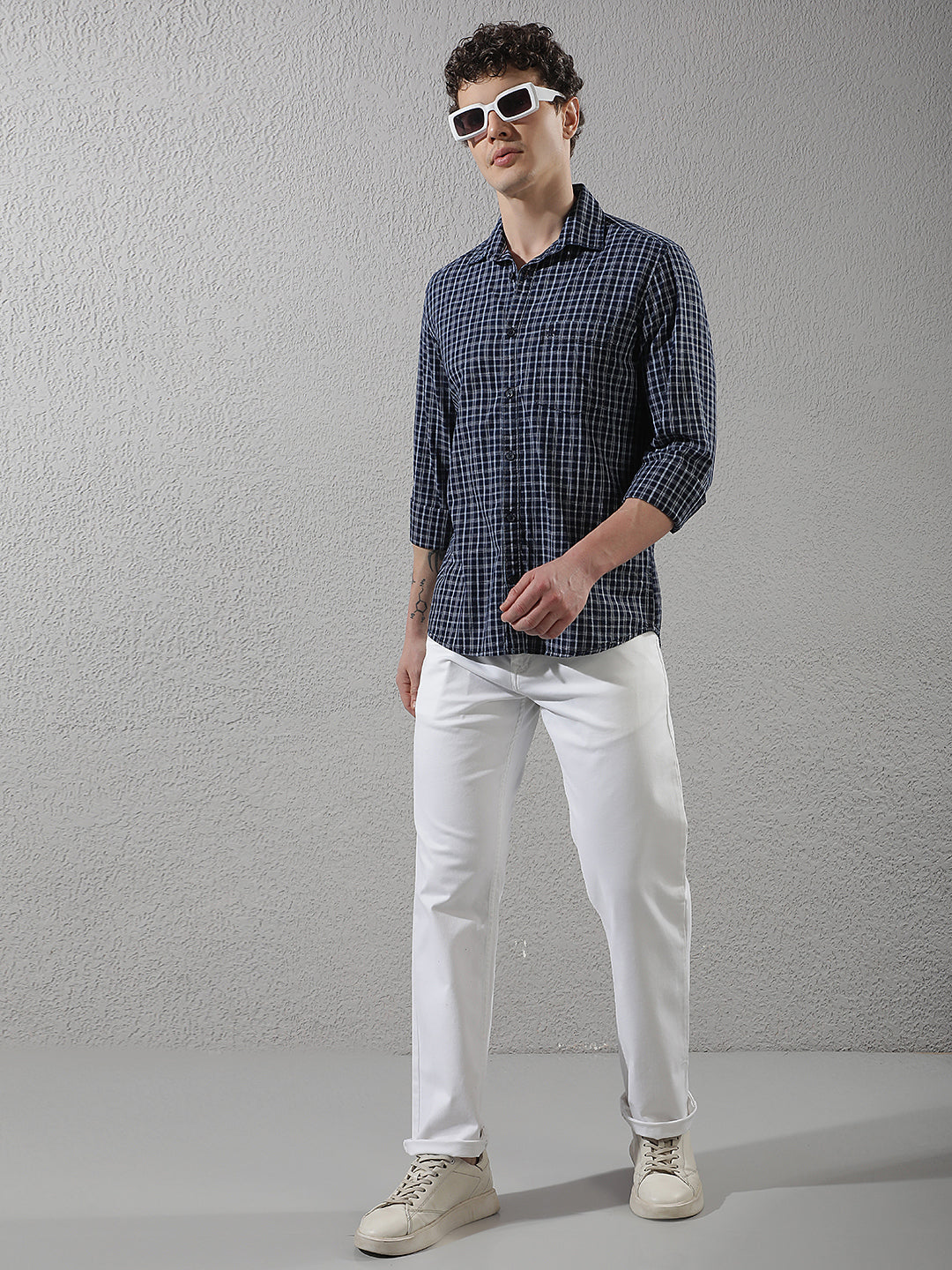 White Cotton Straight Jeans