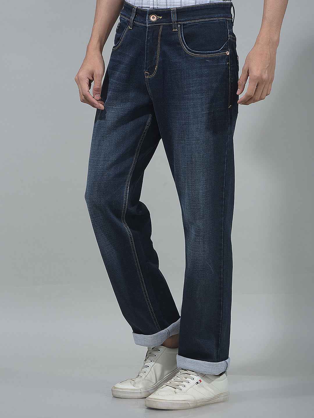 Navy Blue Straight Jeans