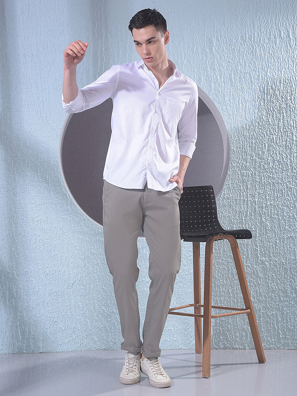 Sharp Grey Straight Trousers