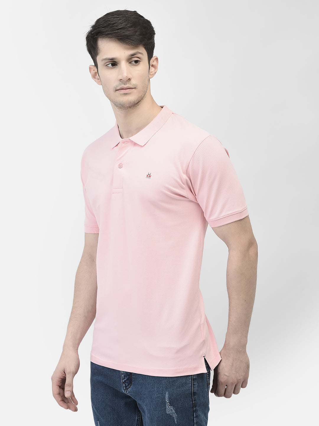 Pink Polo Neck T-Shirt