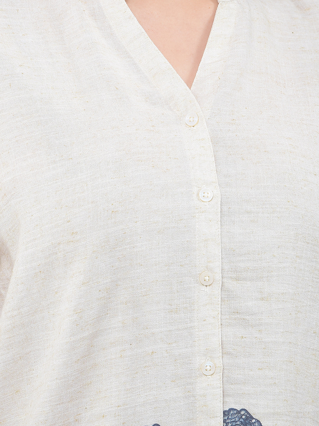 Beige Floral Print Shirt