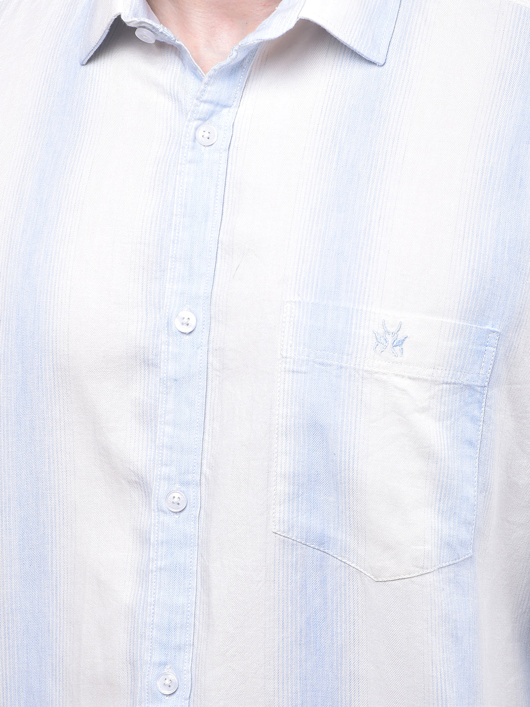 Blue Vertical Stripes 100% Cotton Shirt