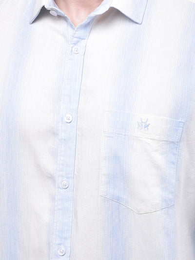Blue Vertical Stripes 100% Cotton Shirt