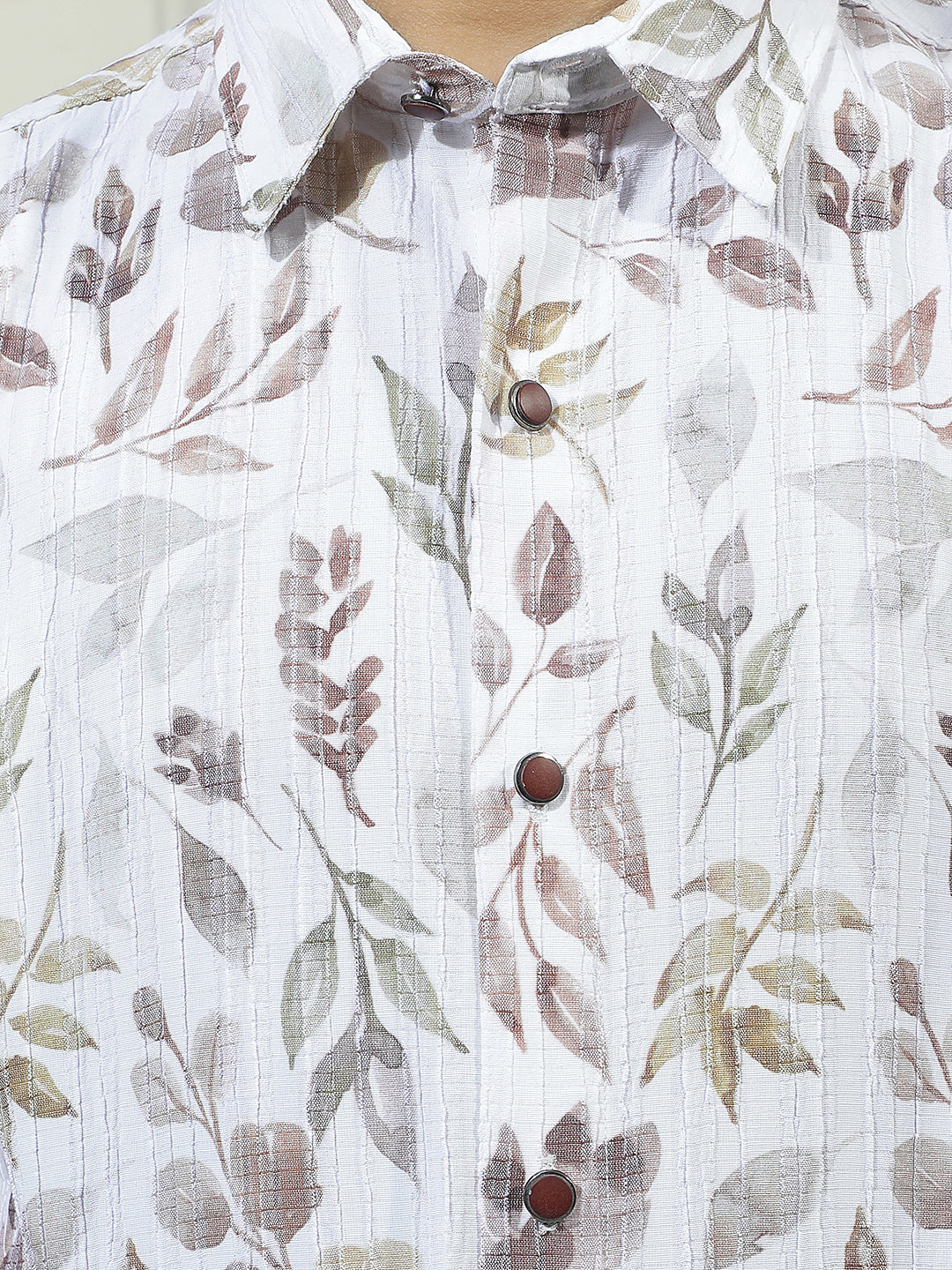 Beige Tropical Printed Shirt