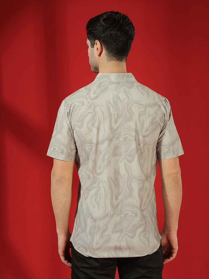 Khaki Abstract Print Shirt