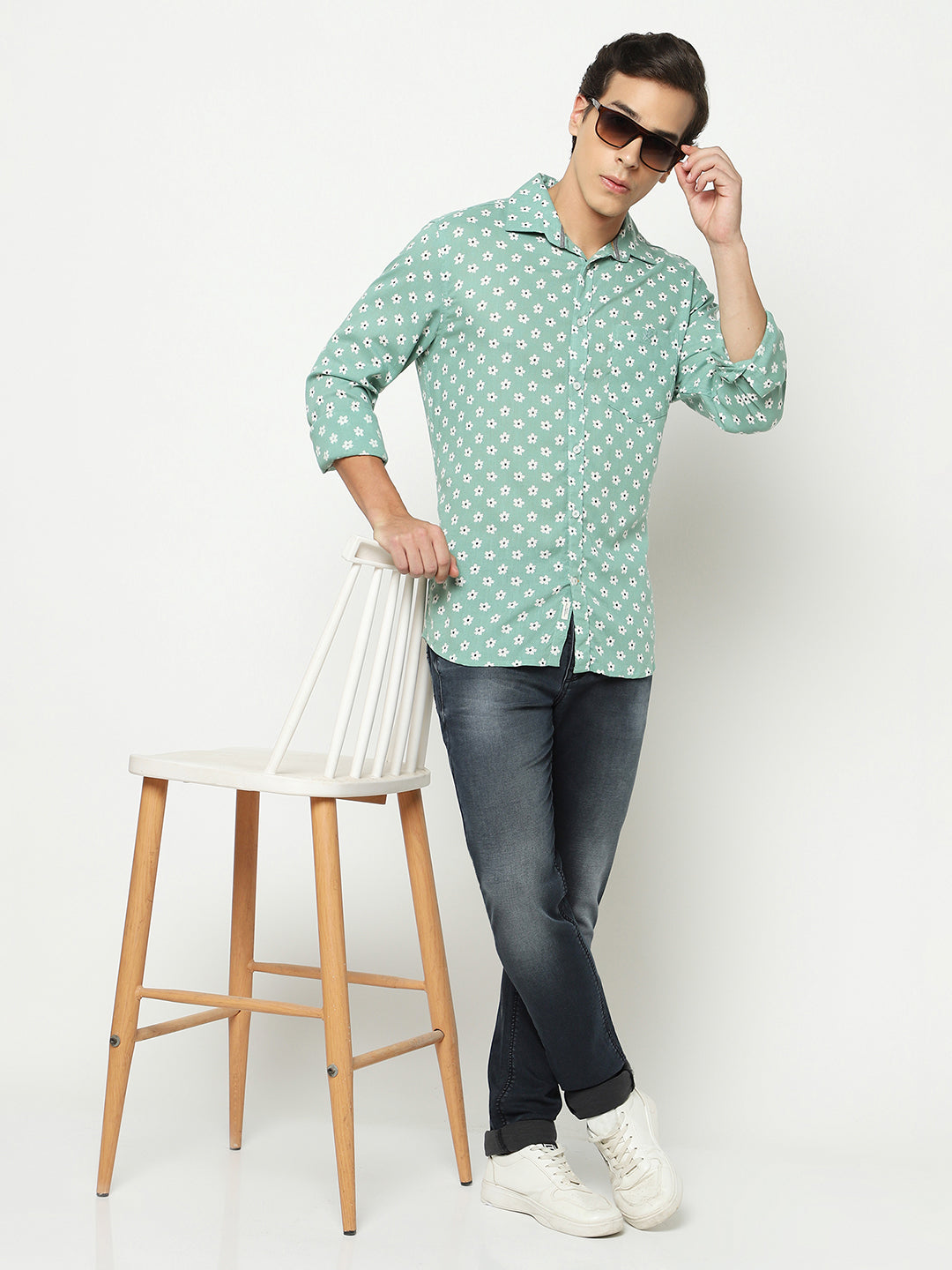 Green Floral Print Shirt