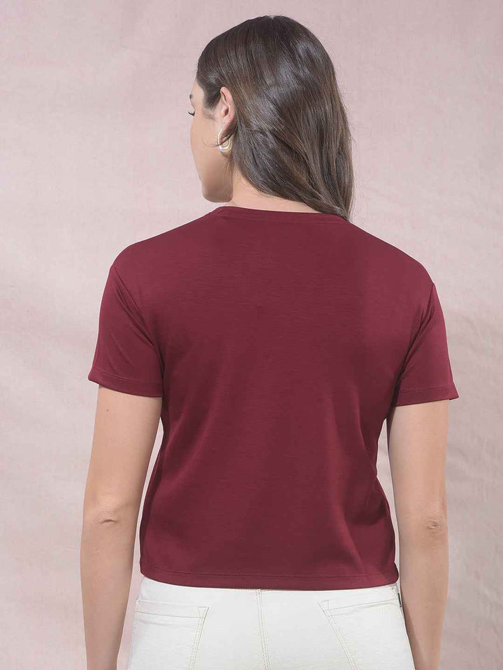 Maroon Graphic Print T-Shirt