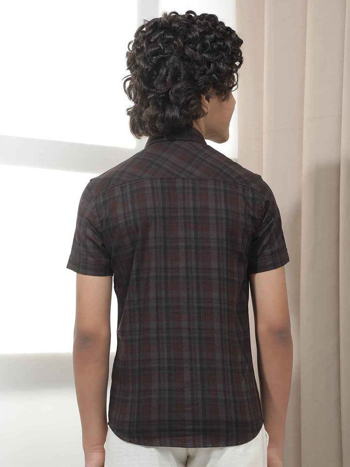 Wine Checked 100% Cotton Shirt