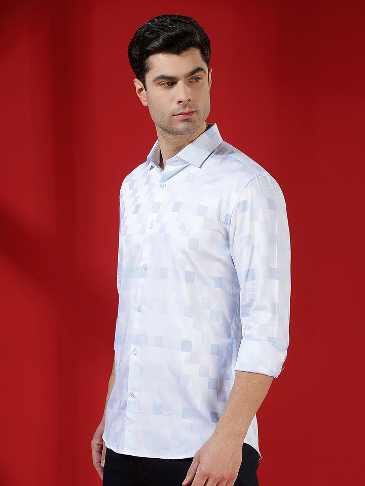Blue Printed 100% Cotton Shirt