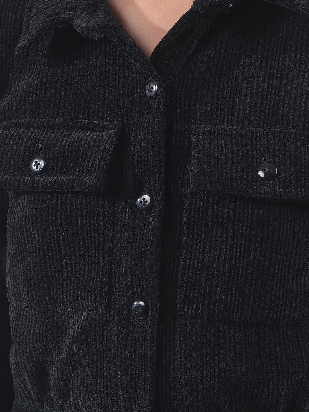 Relaxed Fit Black Corduroy Dress