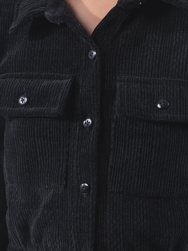 Relaxed Fit Black Corduroy Dress