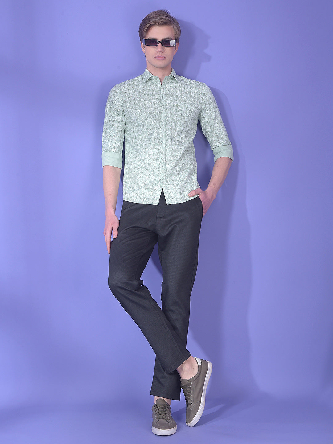 Sharp Green Floral Print Shirt