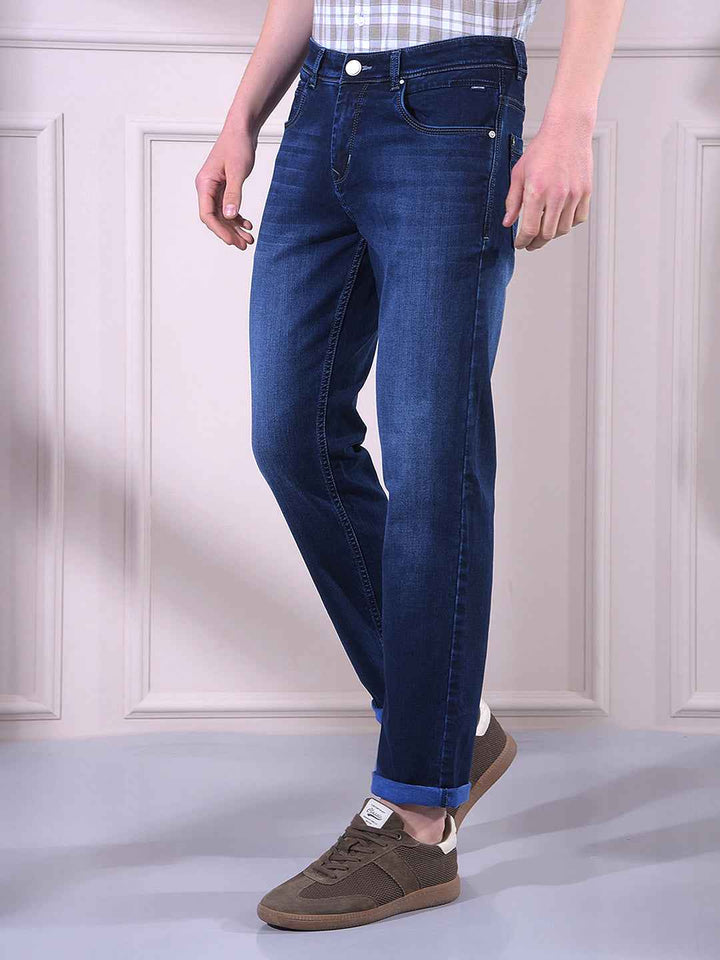 Deep Blue Straight Casual Jeans