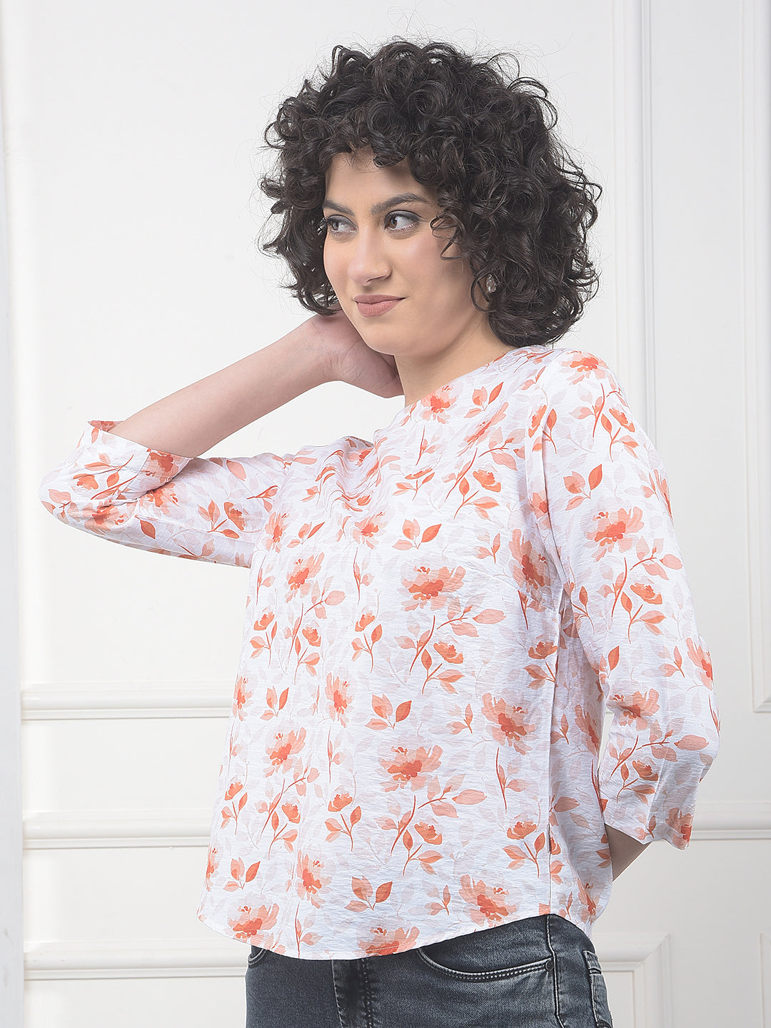 Red Floral Print Top