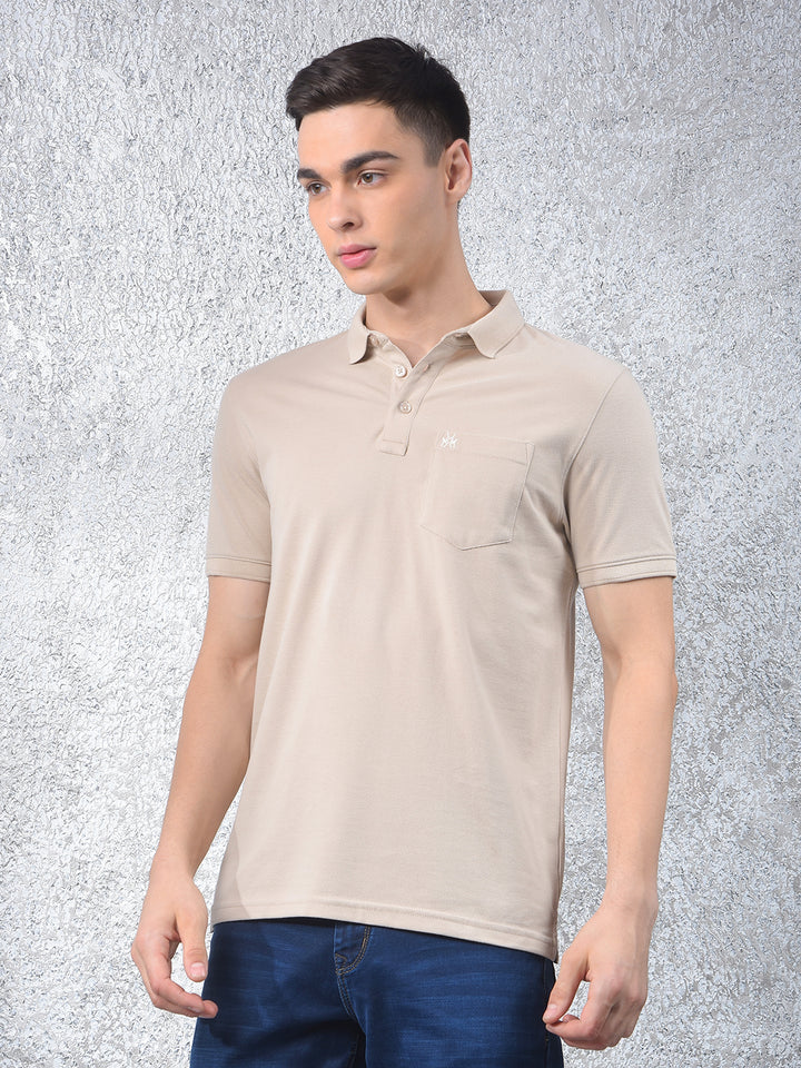 Beige Polo-Neck T-Shirt