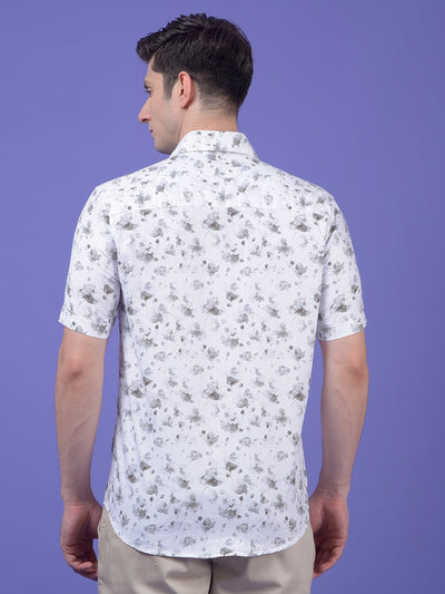 Olive Floral Print 100% Cotton Shirt