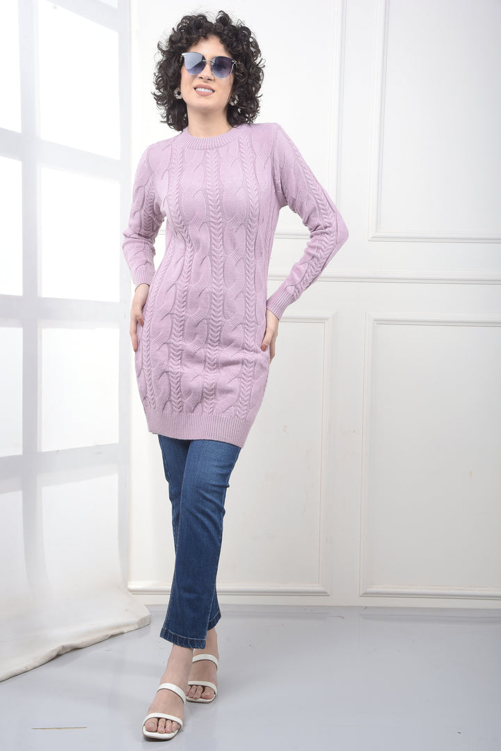 Purple Long Length Acrylic Sweater-Women Sweaters-Crimsoune Club