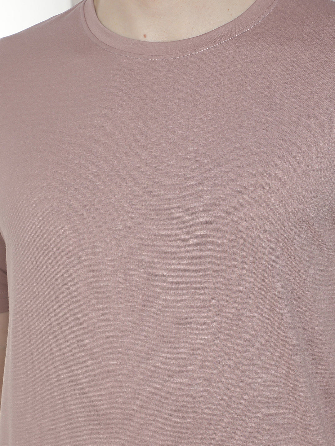 Stylish Dusty Pink Crew Neck T-Shirt