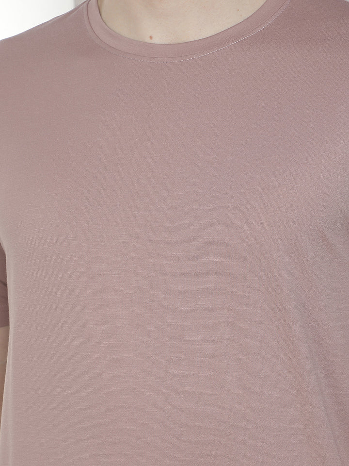 Stylish Dusty Pink Crew Neck T-Shirt