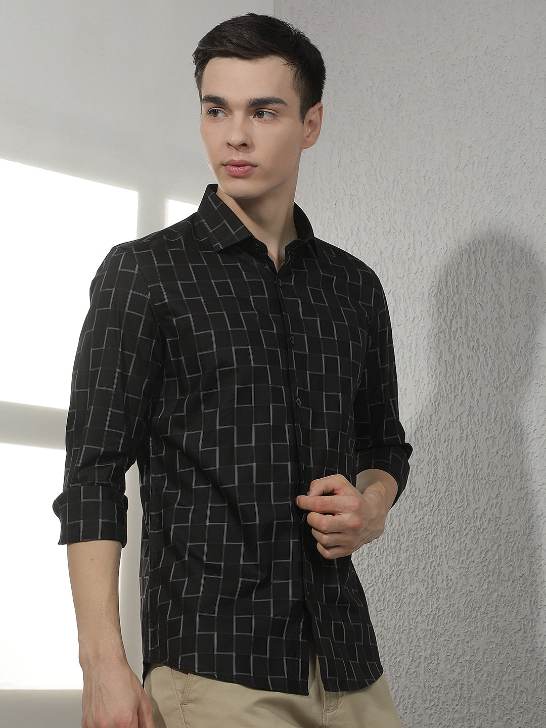 Black Checked 100% Cotton Shirt