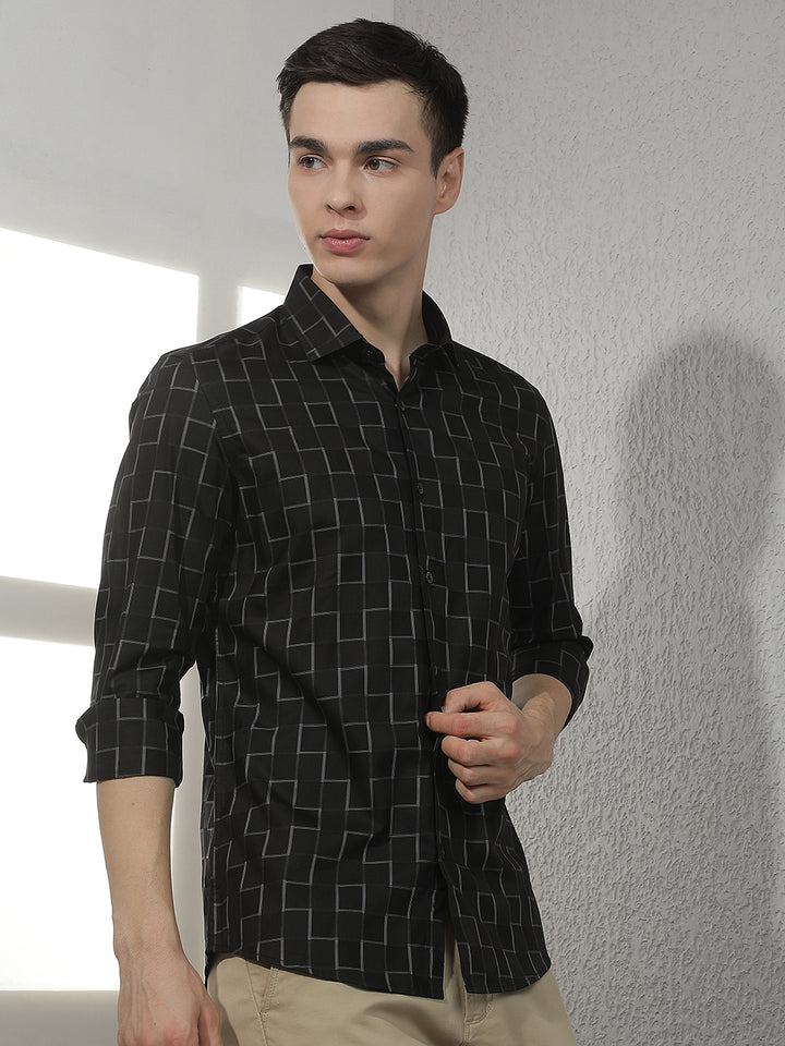 Black Checked 100% Cotton Shirt