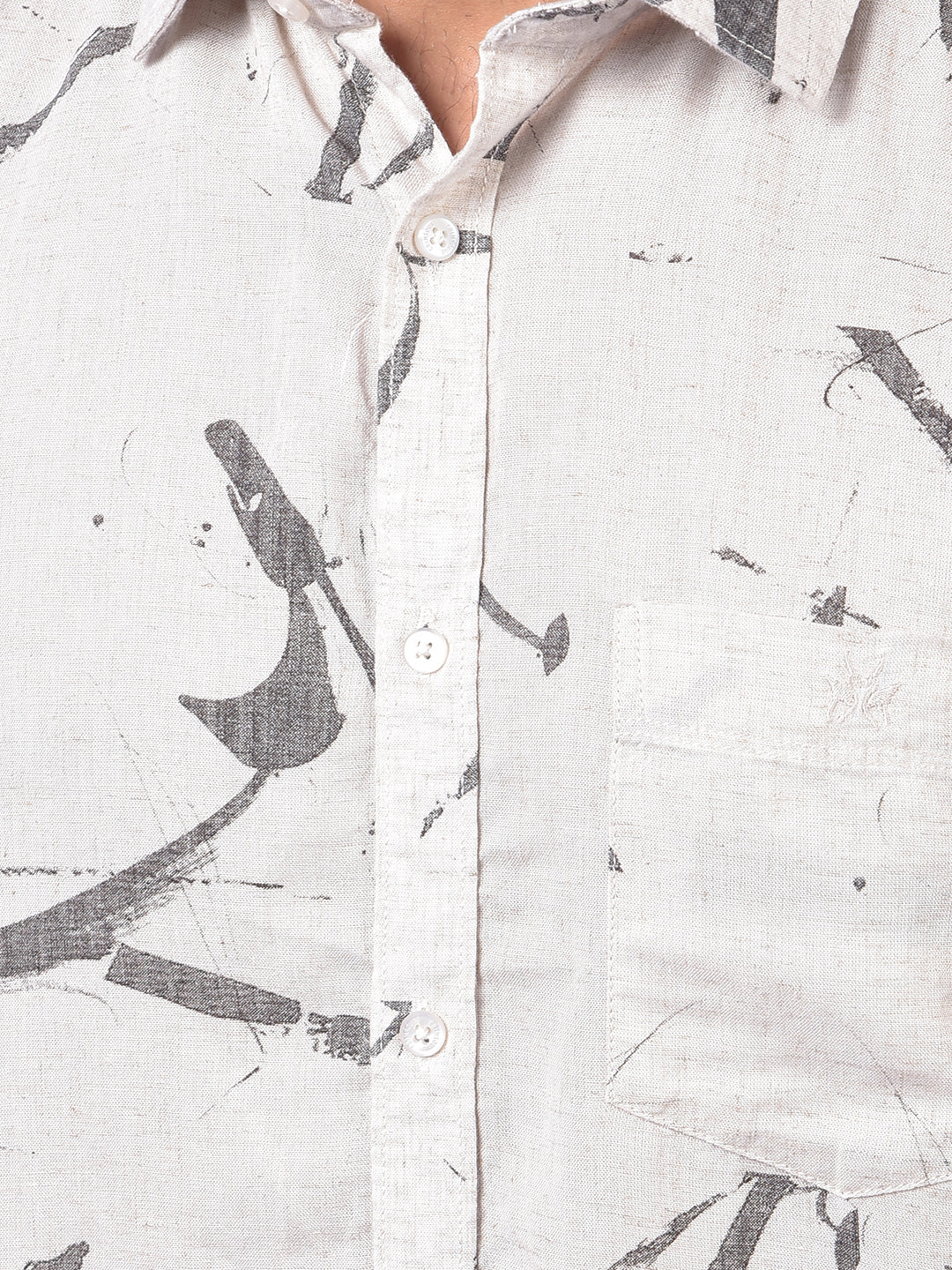 Black Printed Linen Shirt