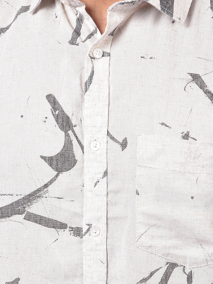 Black Printed Linen Shirt