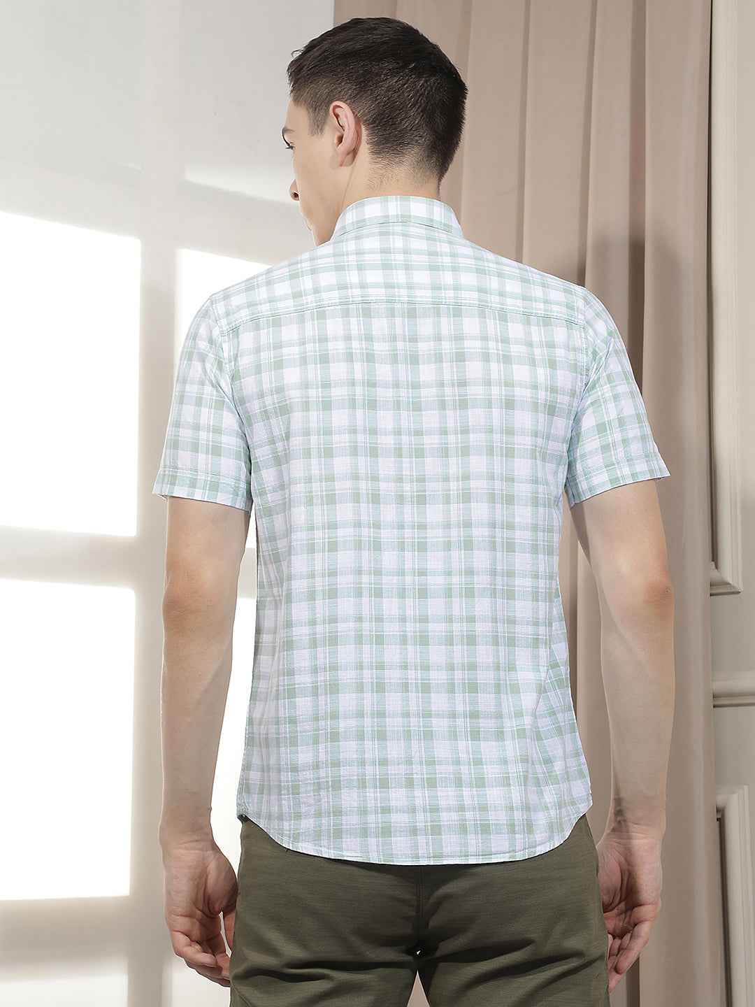Green Checked 100% Cotton Shirt