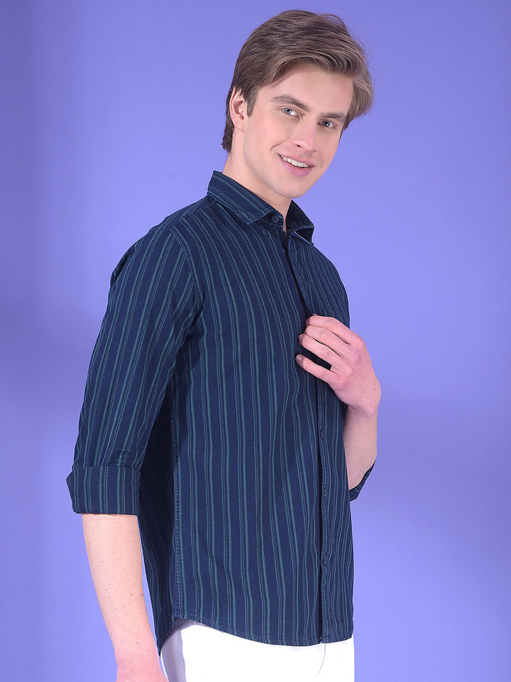 Blue Vertical Stripes 100% Cotton Shirt