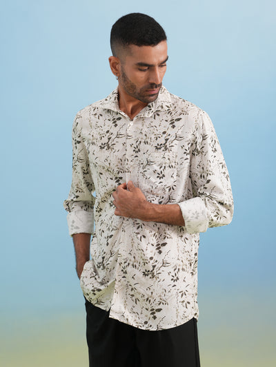 White Floral Print Shirt