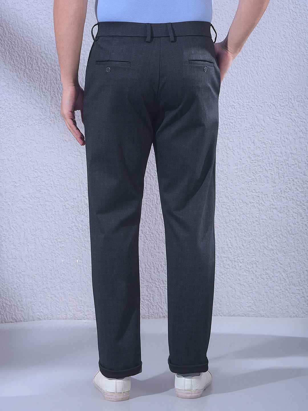 Grey Checked Knitted Trousers