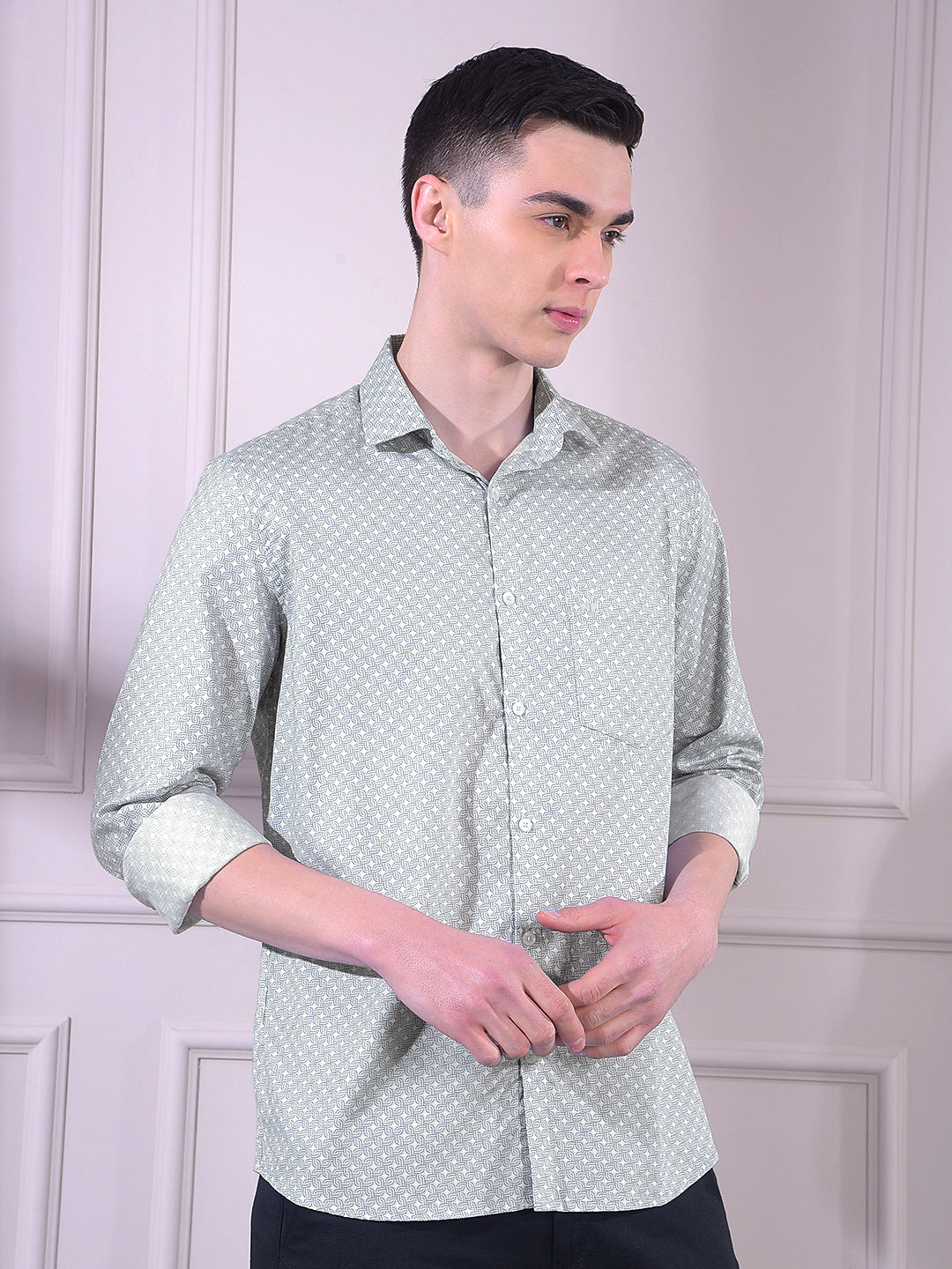 Blue Printed 100% Cotton Shirt