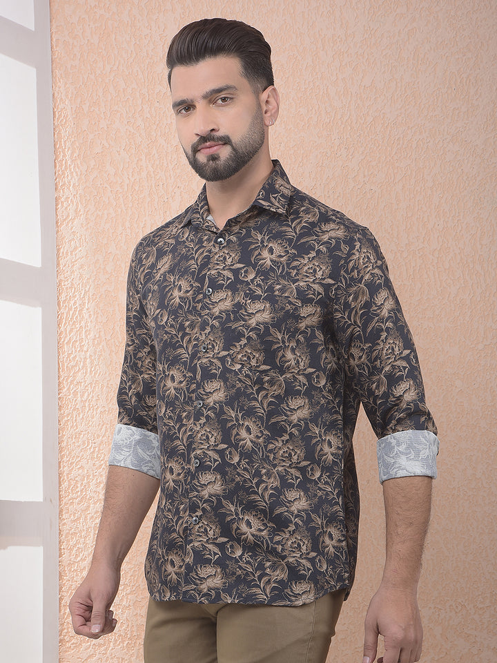 Brown Floral Print Shirt