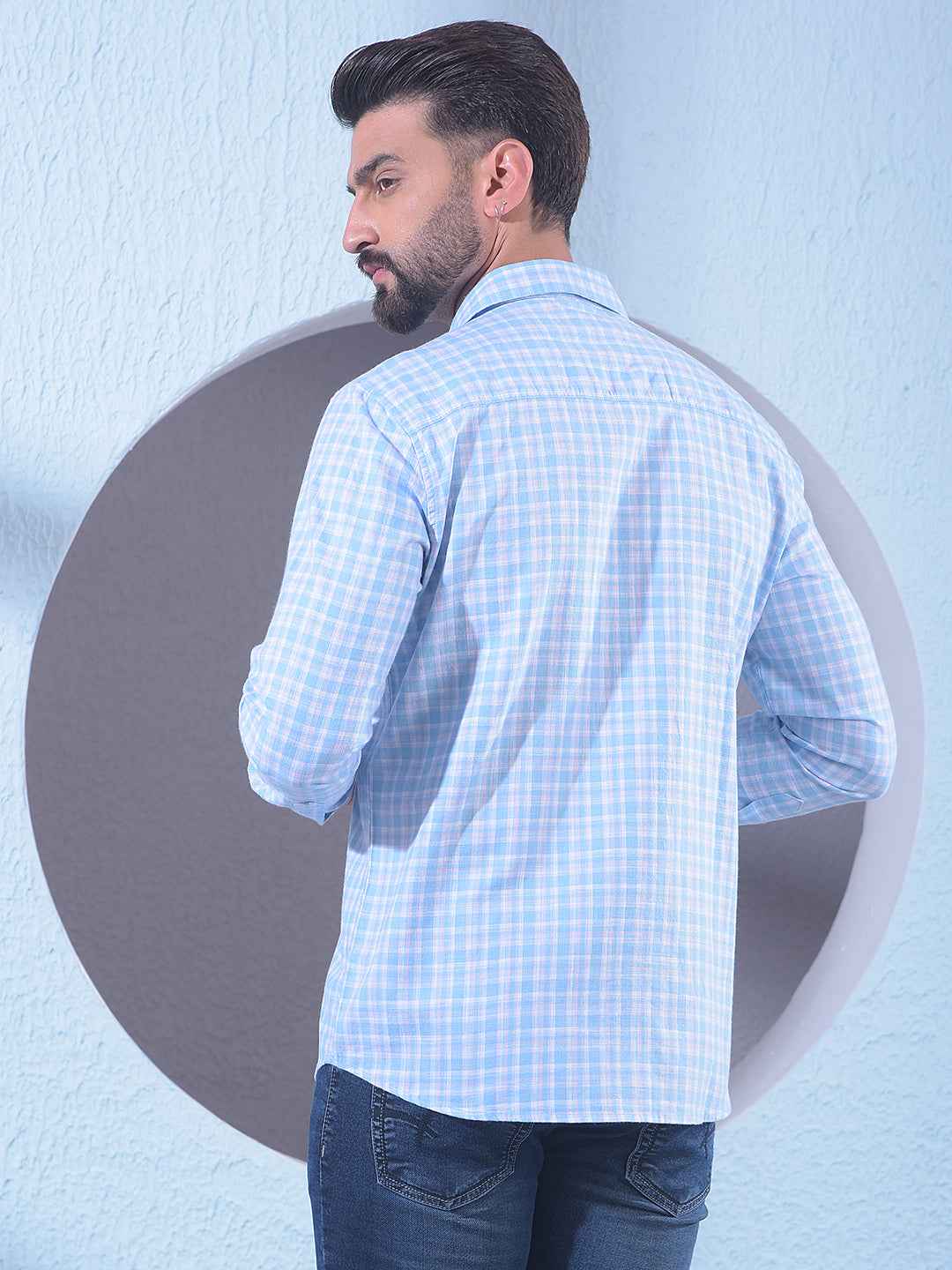 Blue Checked 100% Cotton Shirt