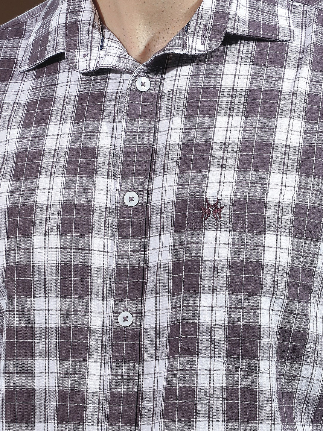 Dark Purple 100% Cotton Checked Shirt