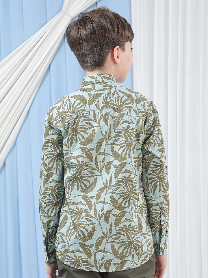 Olive Floral Print Shirt