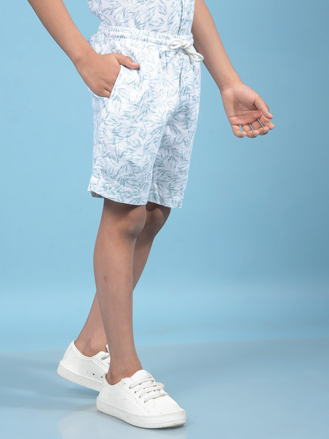 Green Floral Print Shorts